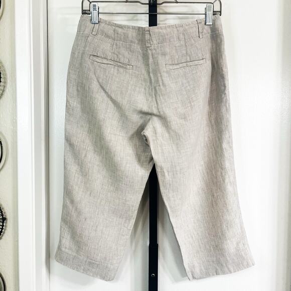 Ann Taylor Loft Womens 100% Linen Cropped Marisa Pants - Beige, Size 2 - Picture 2 of 6